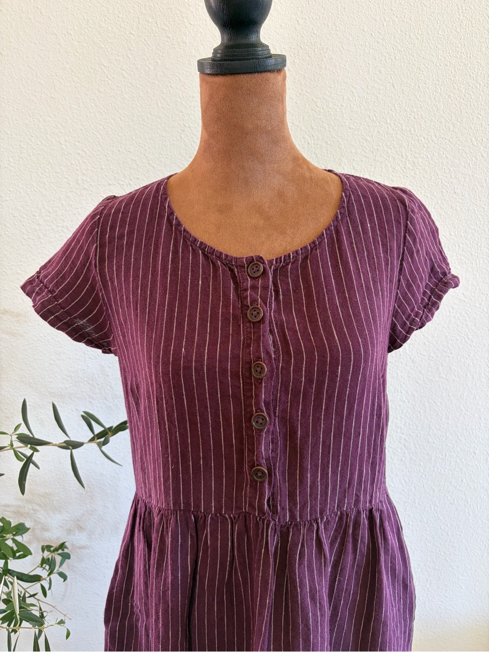 Pyne & Smith Plum Striped Button-Front Midi Dress - Picture 5 of 7